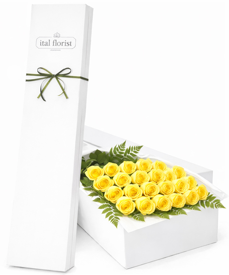 12, 18 or 24 Yellow Roses in a Gift Box