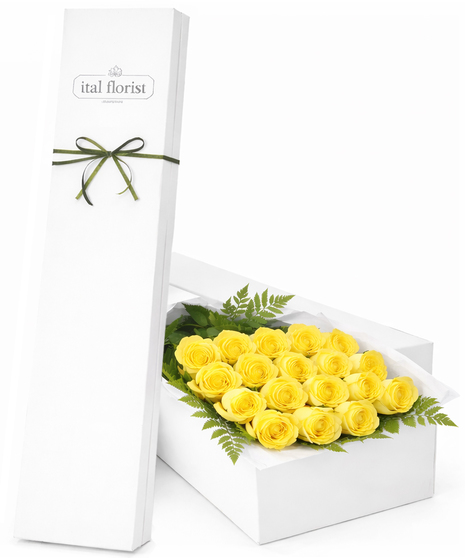 12, 18 or 24 Yellow Roses in a Gift Box