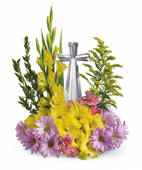 Easter Flower Arrangement with Crystal Cross