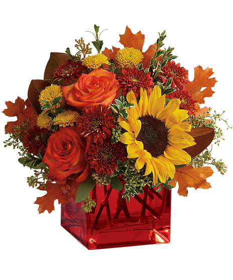 Autumn Bouquet in a Red Cube